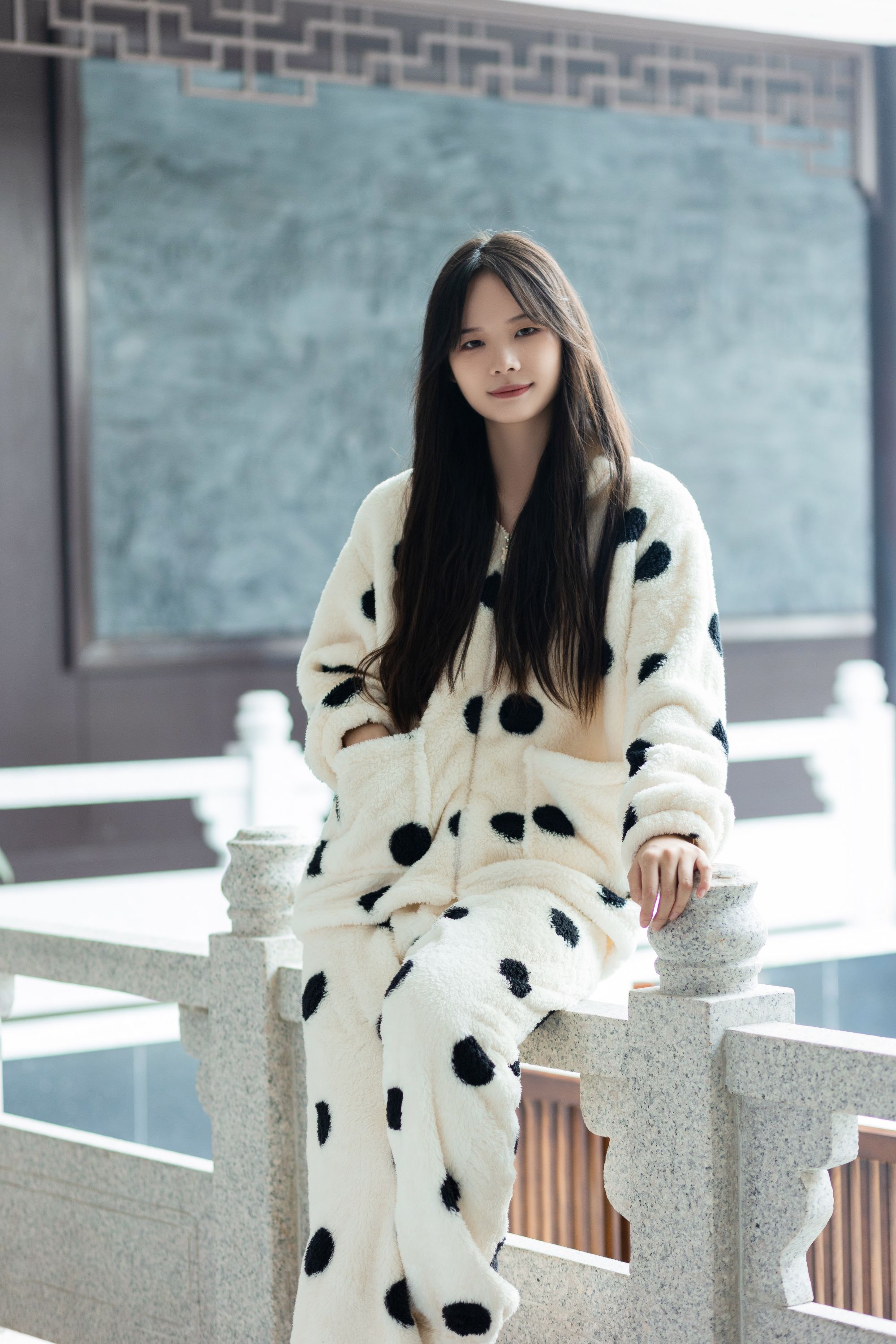 【加厚款】波点睡衣女士秋冬季韩版加绒宽松大码家居月子服套装外穿