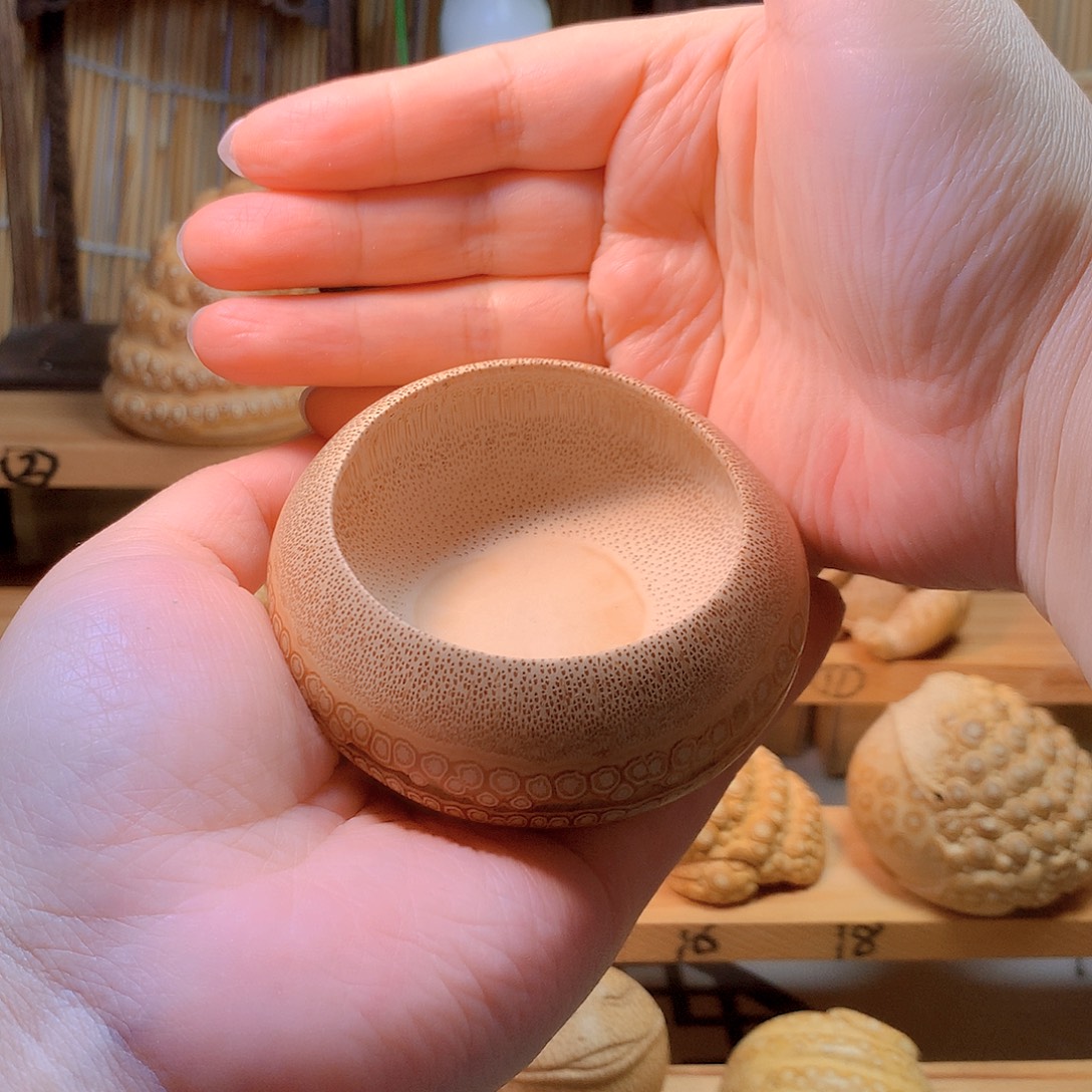 竹精工竹根雕水盂摆件