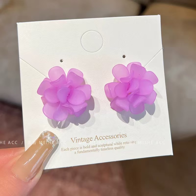 非金属亚克力耳饰 复古法式夏日清新花朵亚克力耳环02281