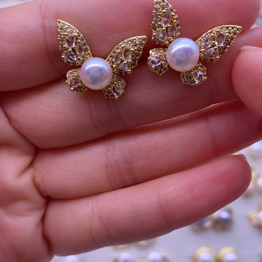 淡水珍珠耳饰合金