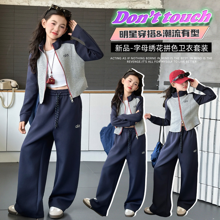 女童套装秋装2025新款儿童洋气开衫卫衣外套中大童休闲运动两件套