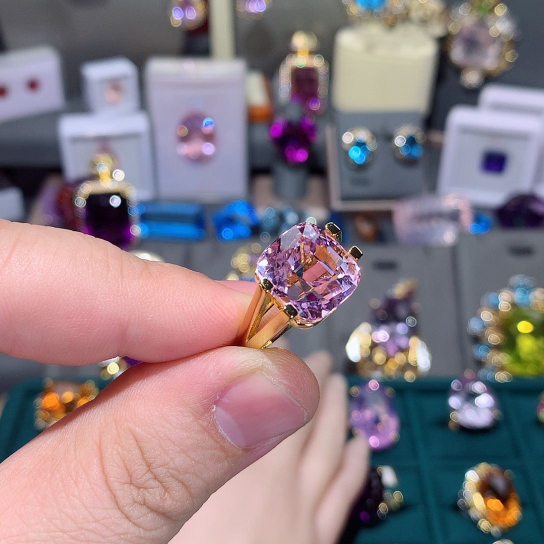 锂辉石戒指银S925镶嵌?**?戒指