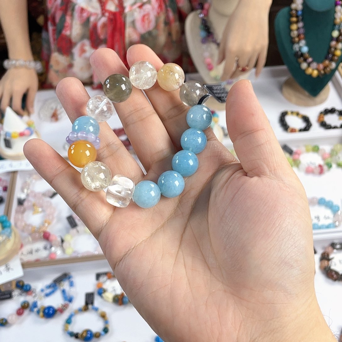 水晶手链银S925镀金镶嵌