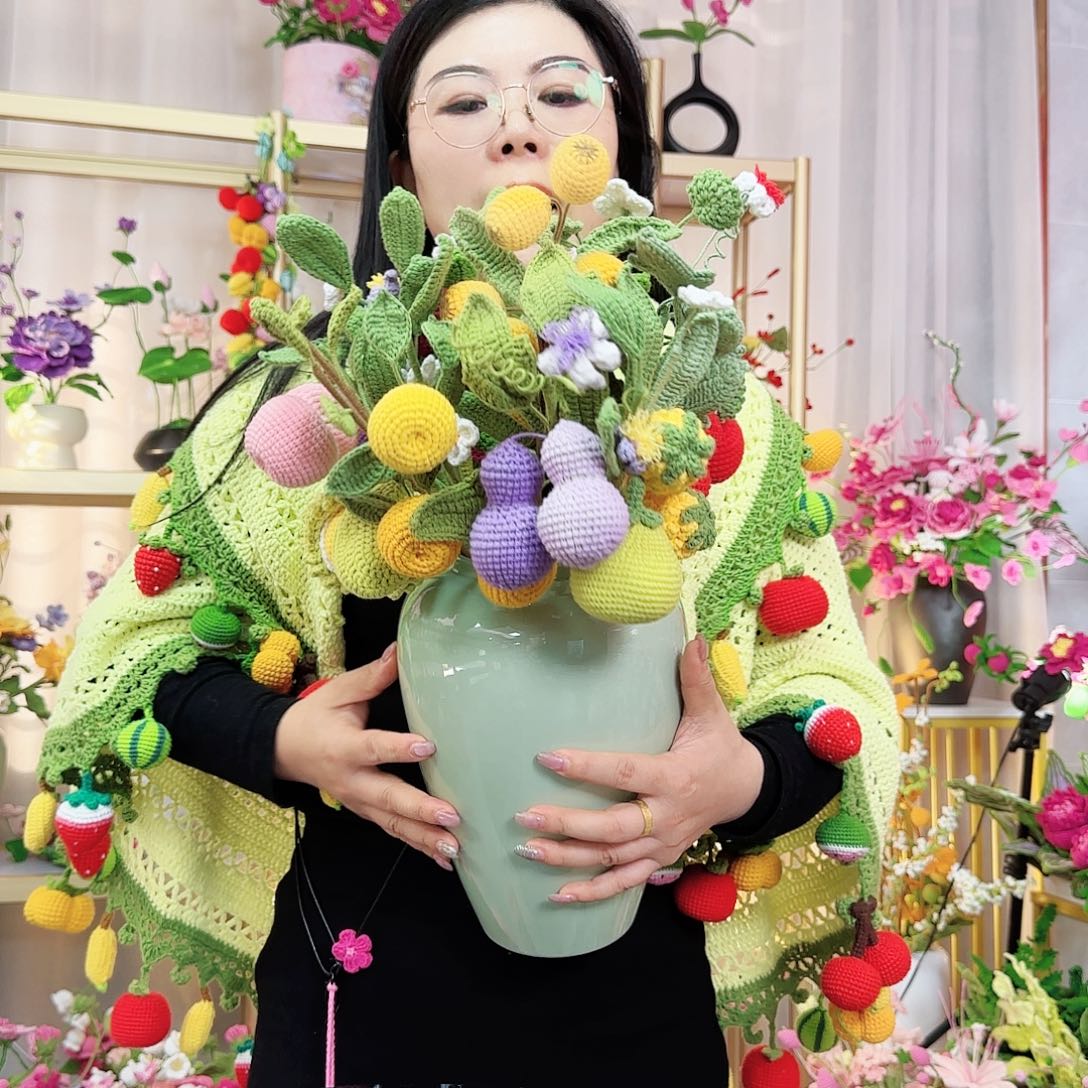 纯手工钩织手工钩织设计水果花束