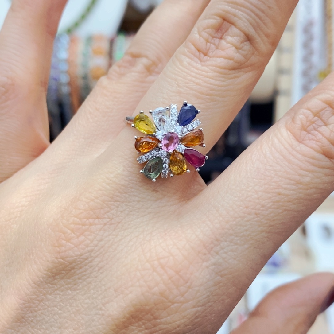 蓝宝石戒指银S925镶嵌