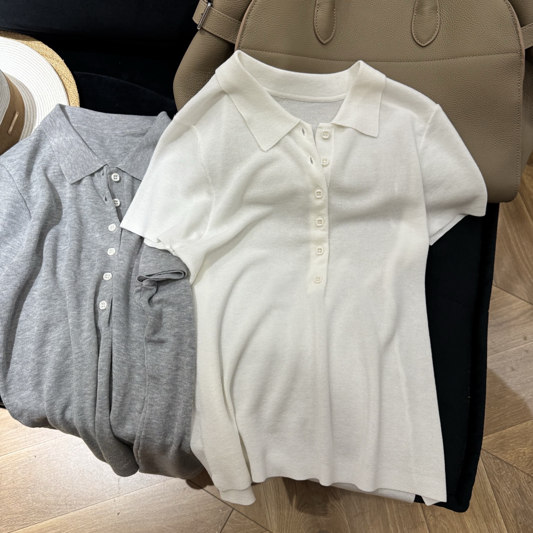 CY法式POLO领飞飞袖短袖T恤针织正肩上衣