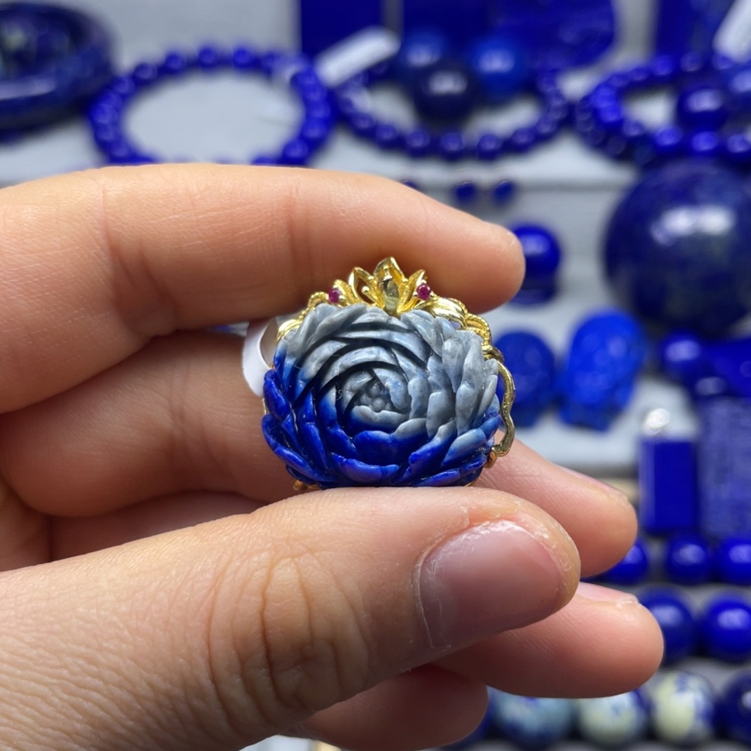 青金石吊坠银S925镶嵌