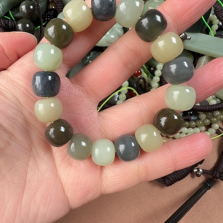 和田玉颈饰银S925镶嵌