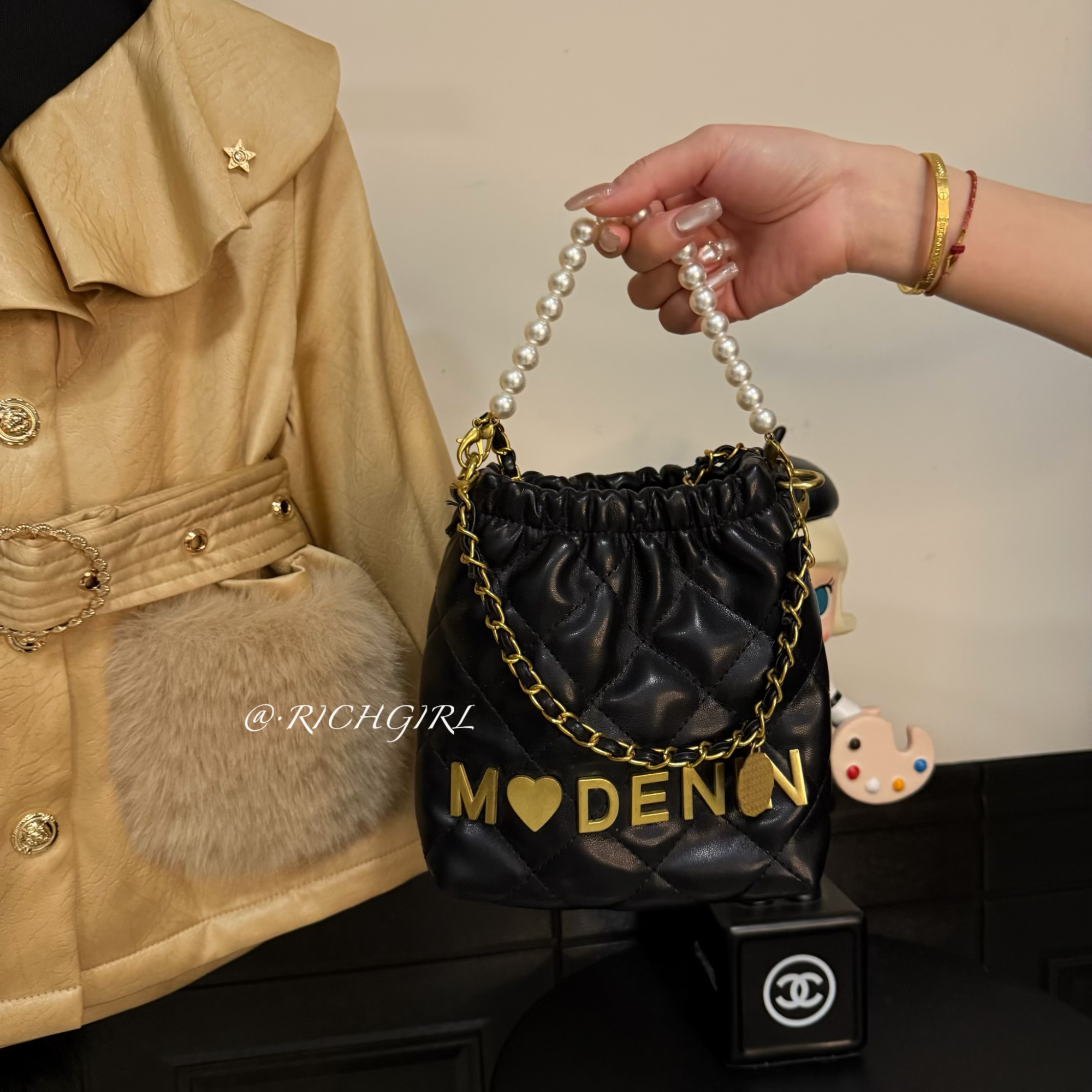 【Richgirl定制】垃圾袋包包·女童菱格链条包手提斜挎百搭包包
