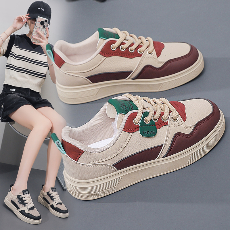 小白鞋女款2025春秋爆款百搭平底学生厚底软底透气防滑配裙子女鞋