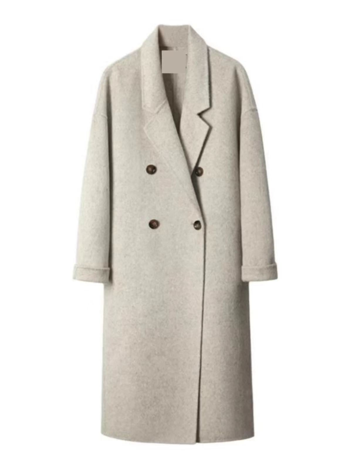 燕麦色韩系高级感毛呢大衣新款秋冬季小个子中长款呢子外套