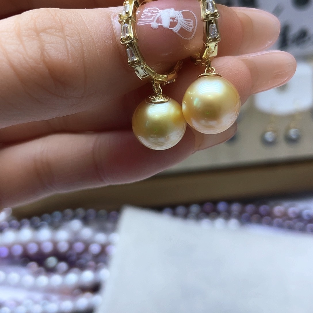 海水珍珠耳饰银S925镶嵌