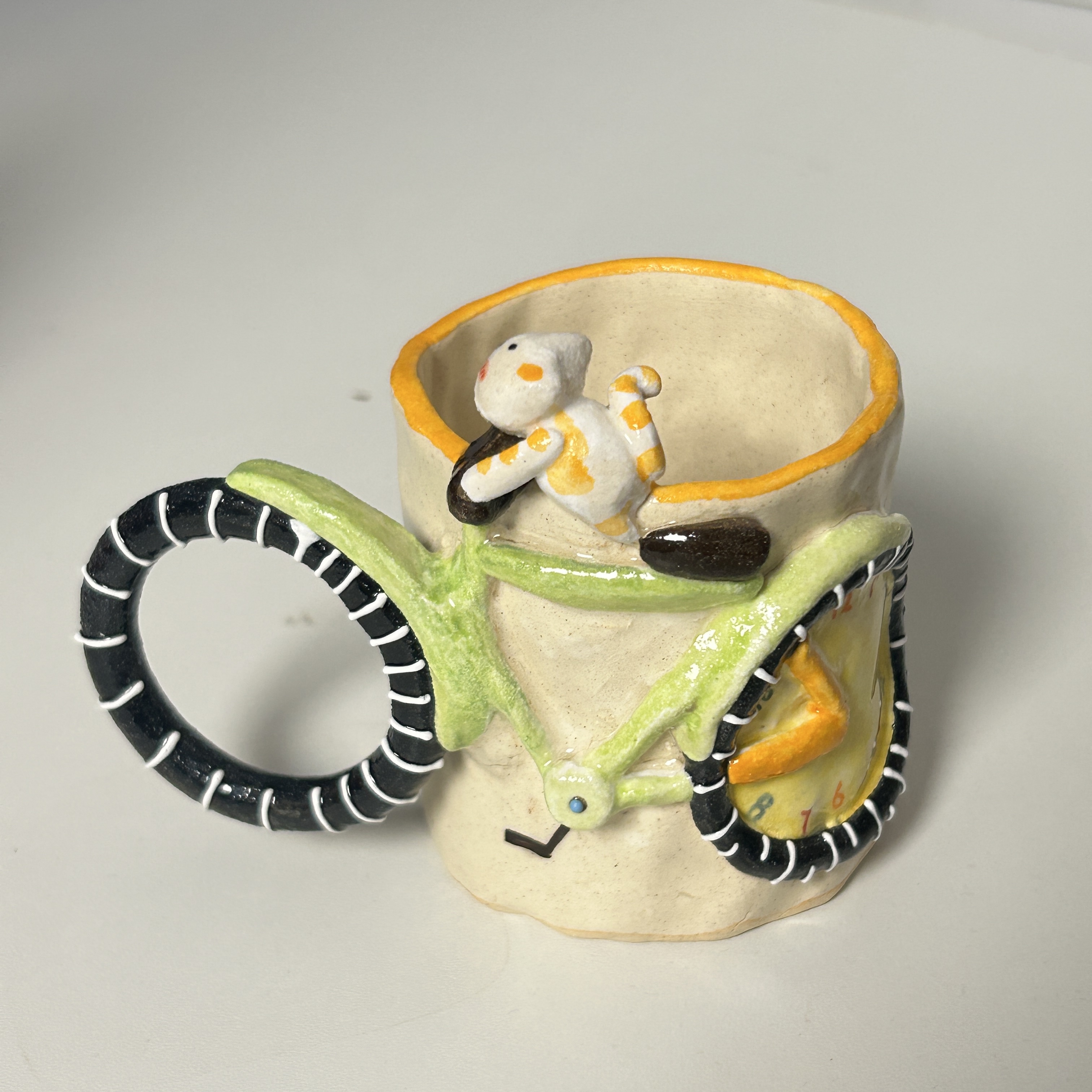 自行车手捏杯可爱立体咖啡杯