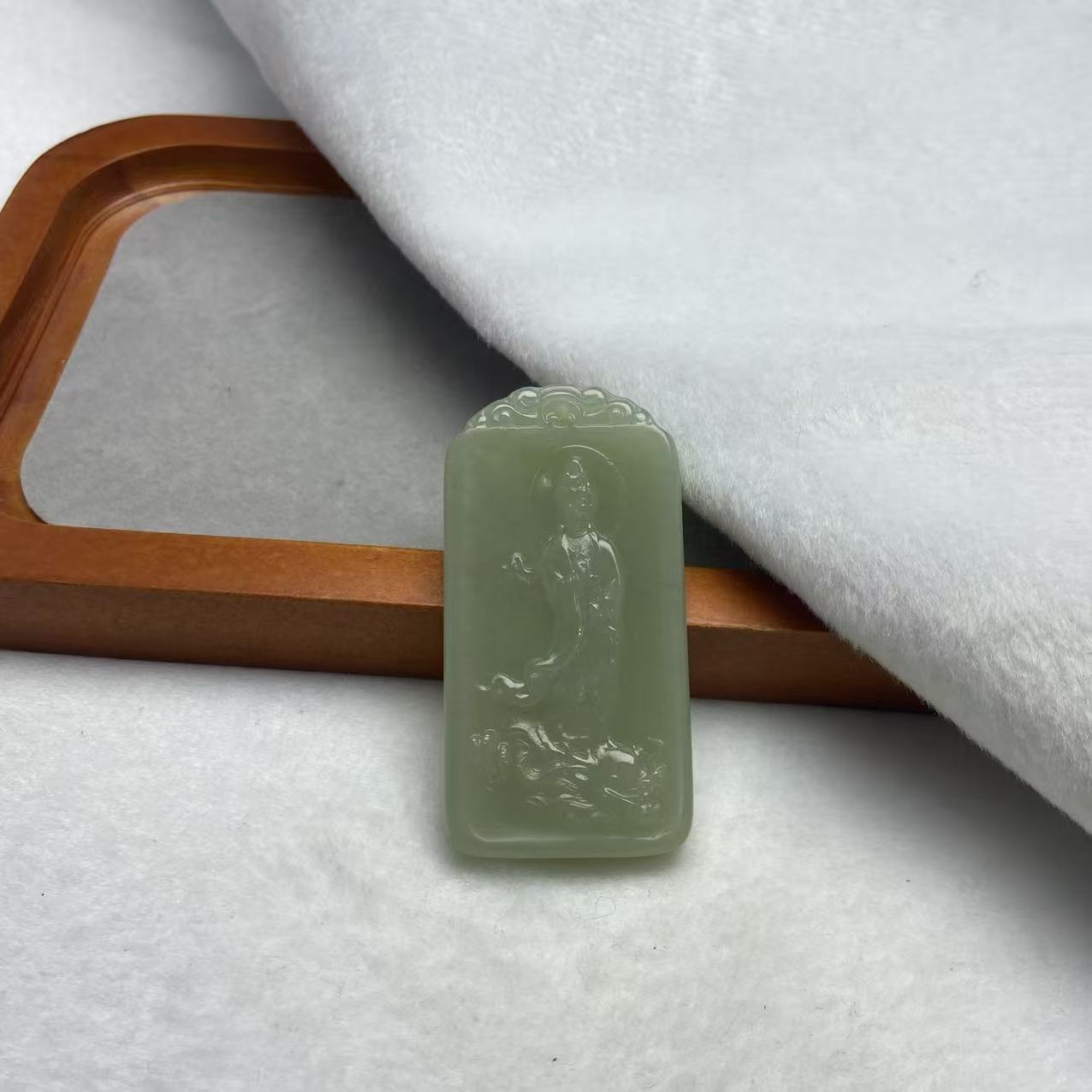 和田玉御龙观音挂件A003