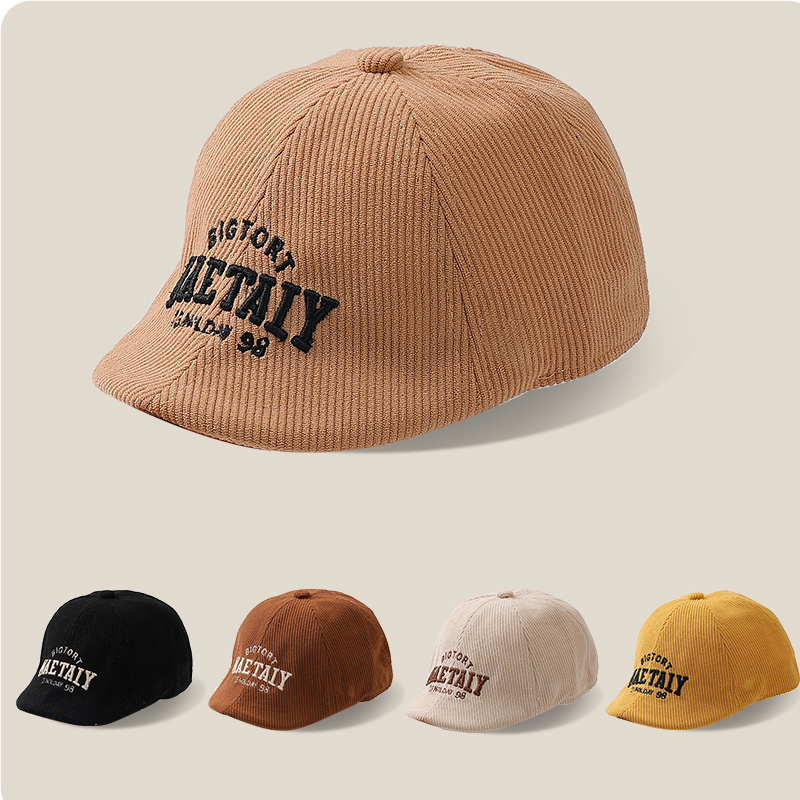 NAETAIY字母刺绣宝宝帽子春秋复古简约百搭软檐男女童遮阳防晒帽