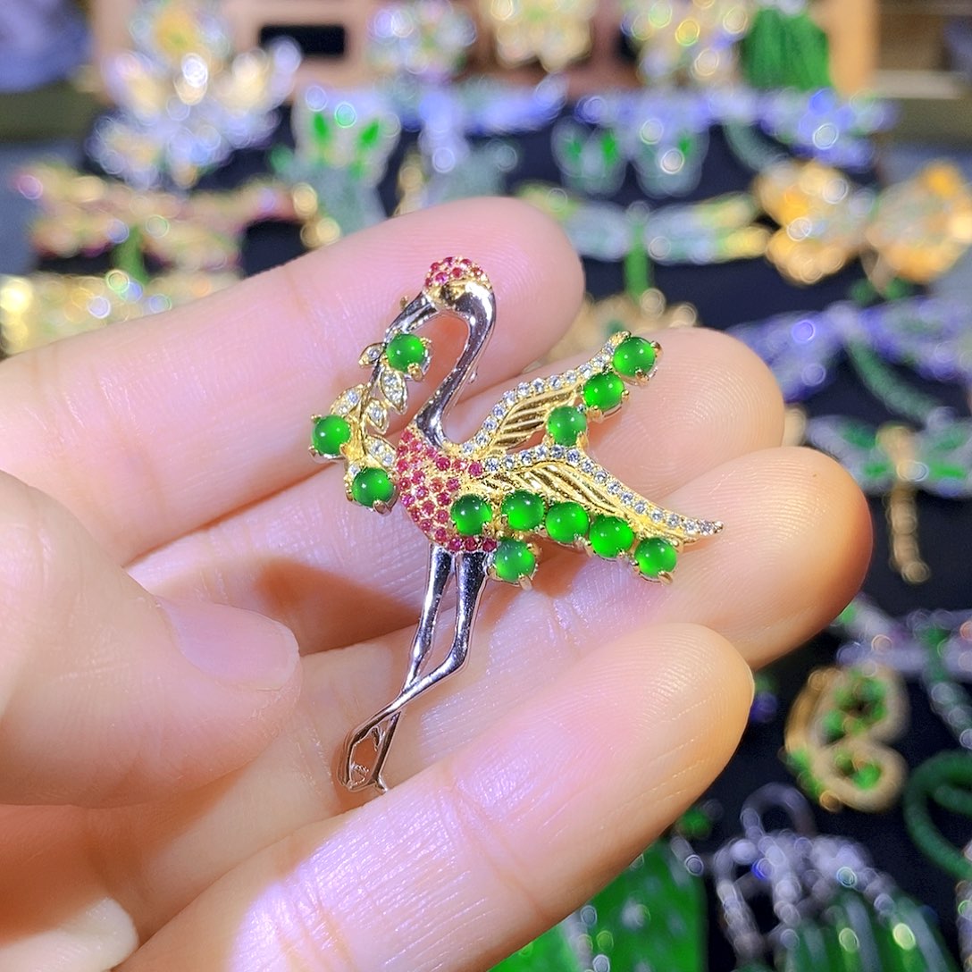 吊坠(不含链)银S925镶嵌翡翠