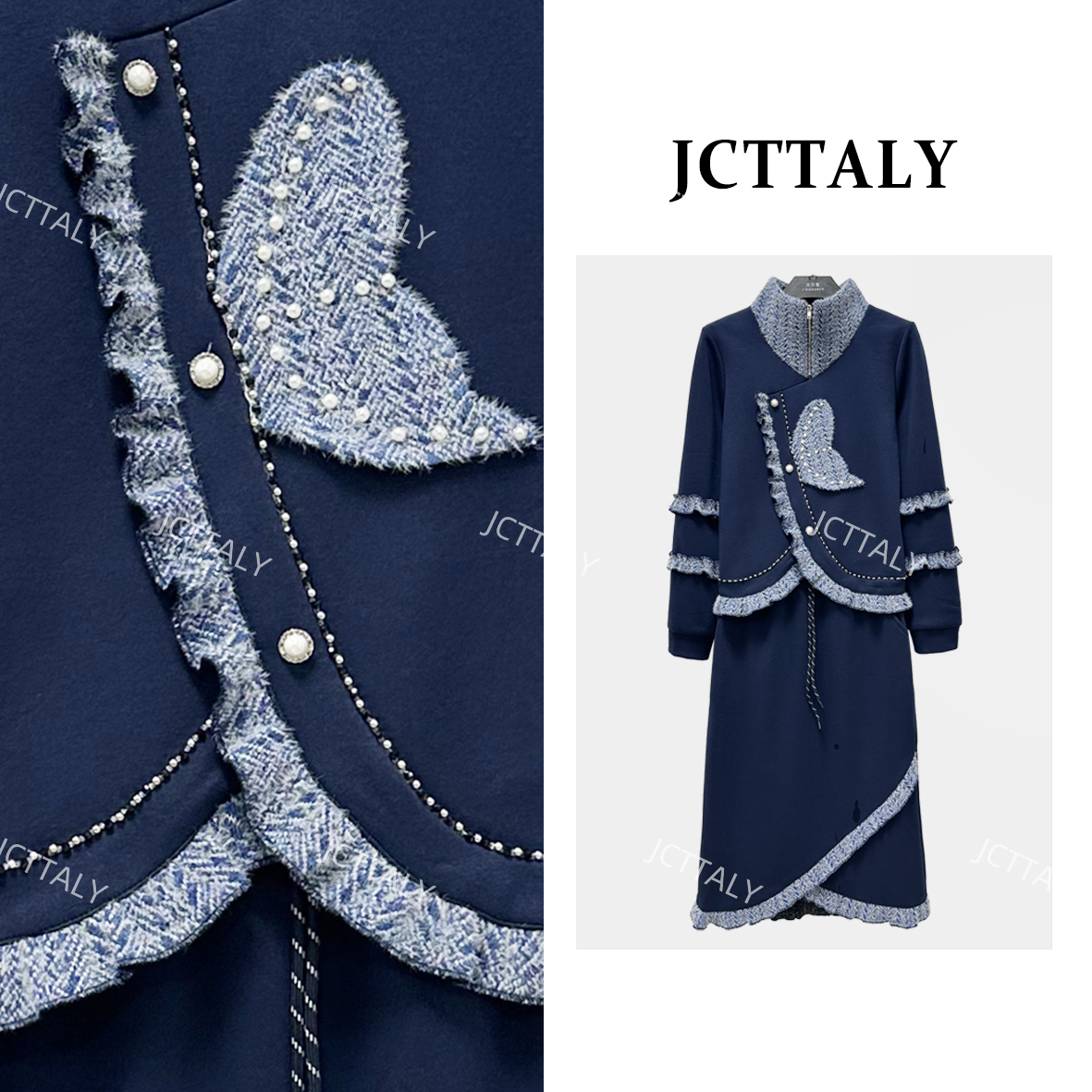 【宠粉价】加绒时尚不规则拼接设计气质休闲卫衣长裙NH-TZ0033