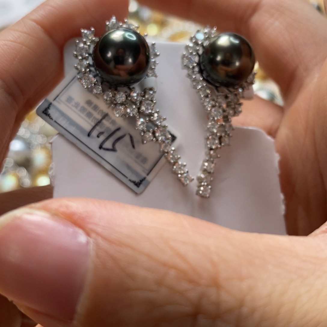 银S925镶嵌海水珍珠耳饰