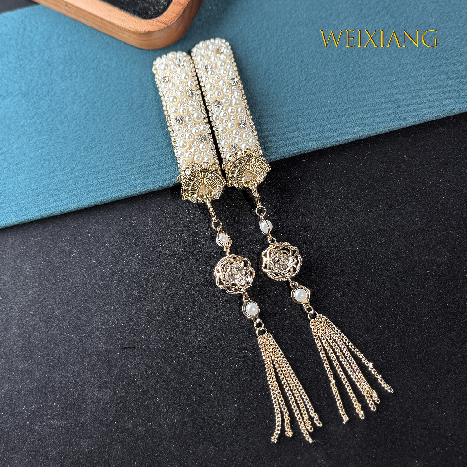 weixiang/薇香024金色流苏一款两戴原创流苏重工发夹