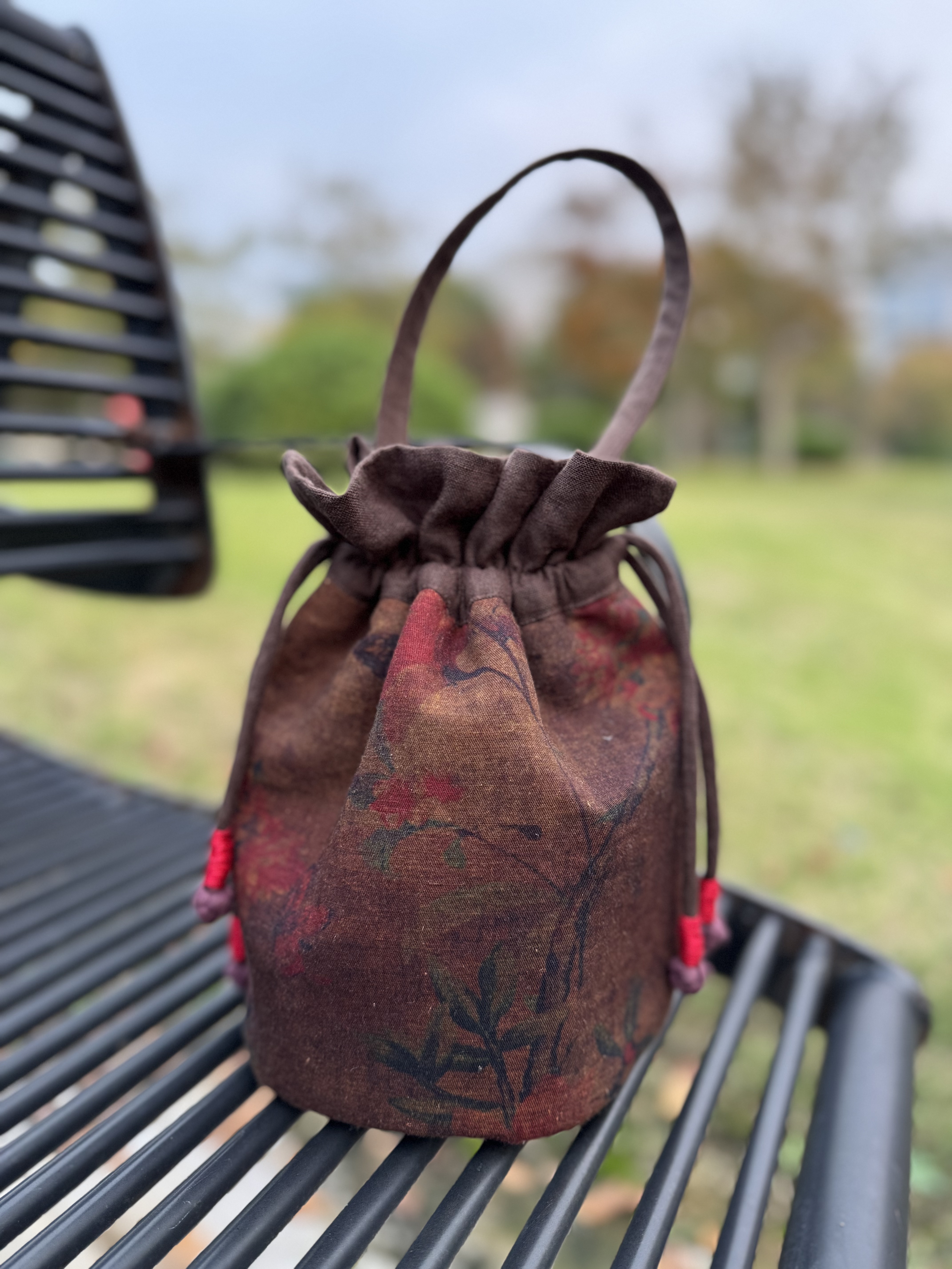 文艺亚麻手拎包单肩拼布铺棉包包