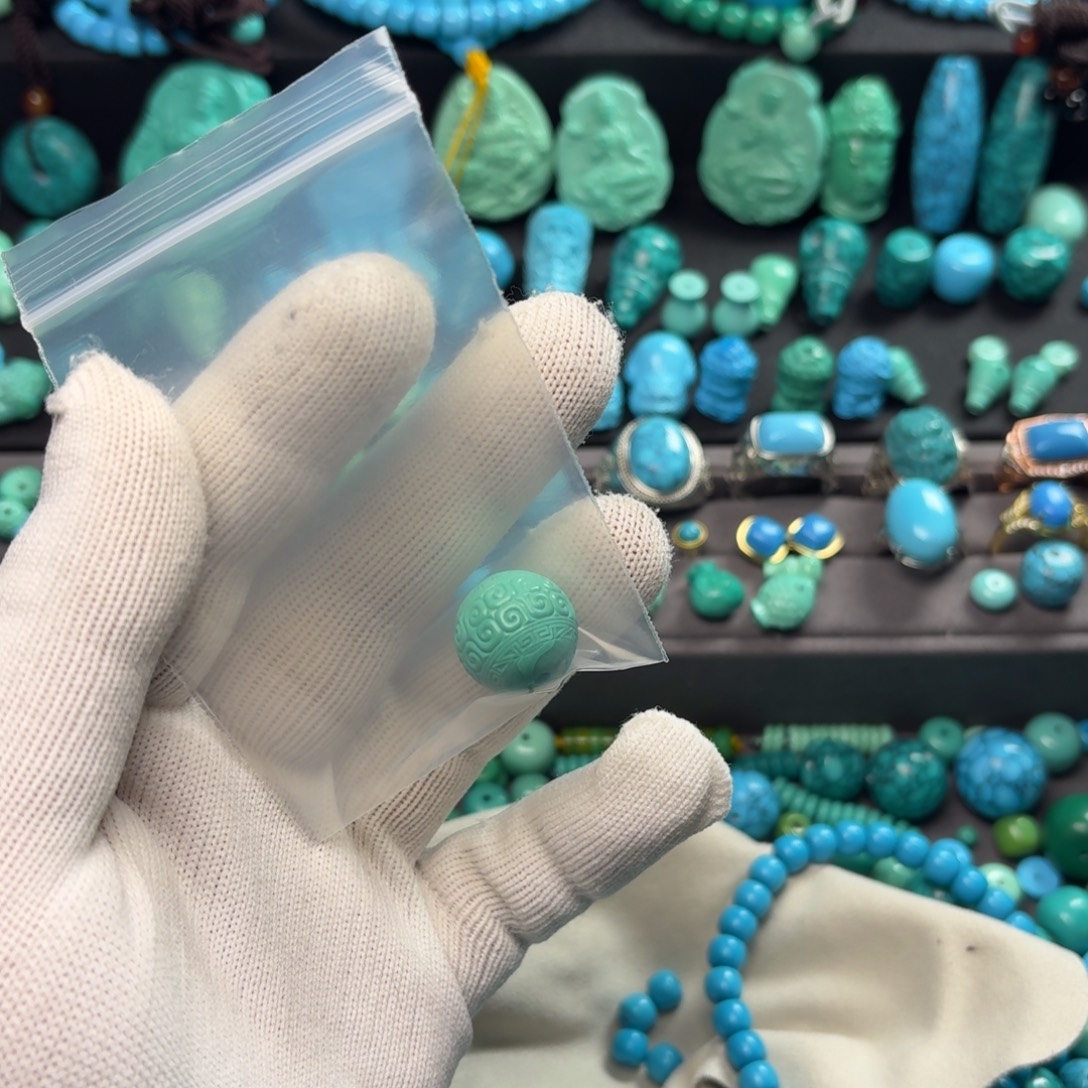 基***歌绿色卡15+回纹圆珠单颗