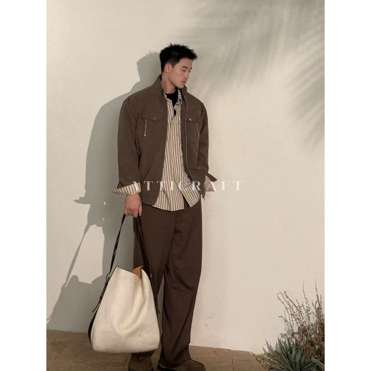 AttiCraft【灯芯绒哈灵顿】老钱翻领复古夹克秋季男百搭宽松上衣25