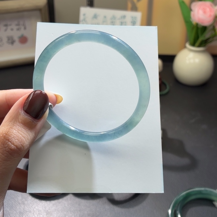 翡翠未镶嵌手镯深邃蓝紫54