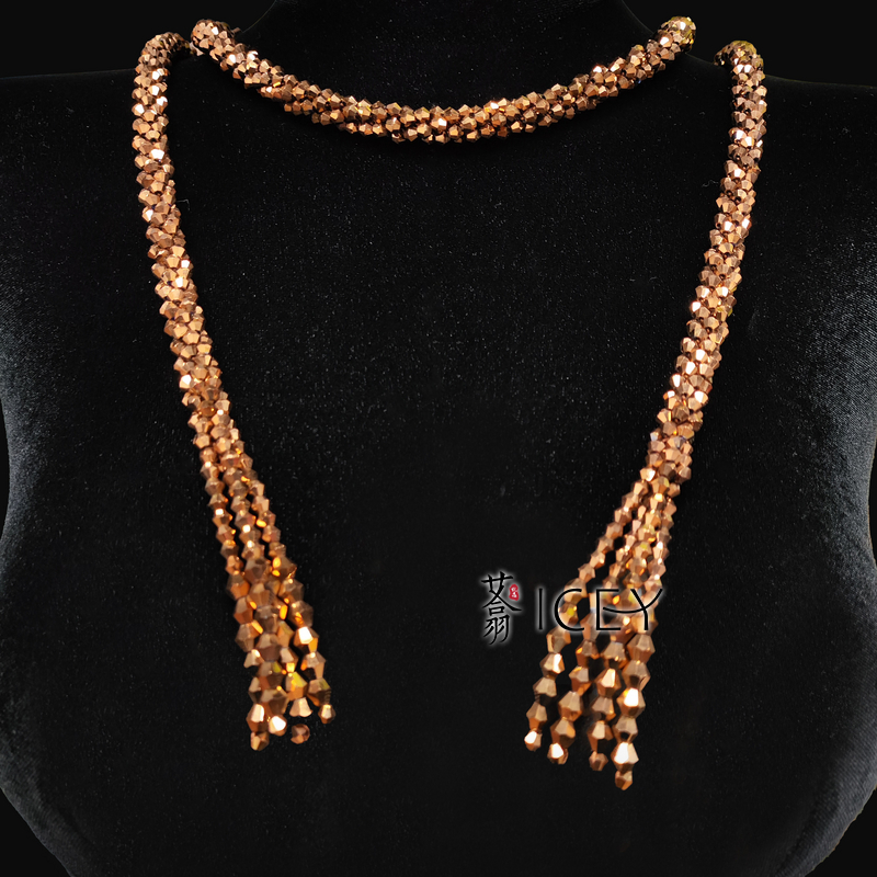 非金属树脂项链 艾翕甄选【人鱼之泪】碎钻流苏项链IC2510025
