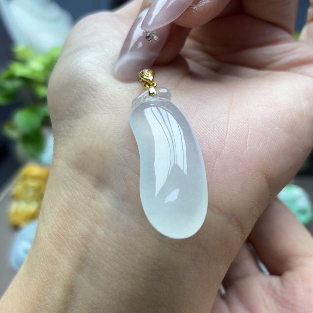 翡翠颈饰18K金镶嵌吊坠8