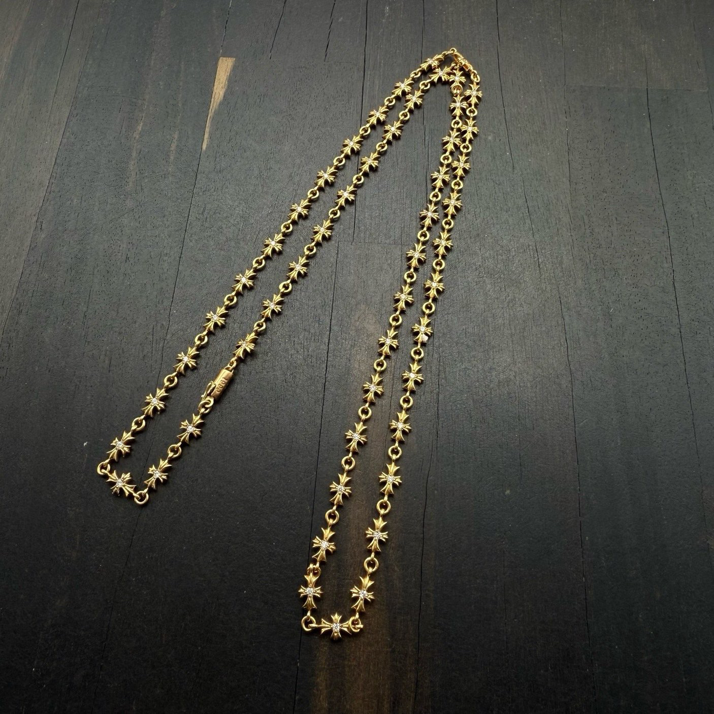 75cm Chrome Hearts 克罗心 22k 双面白钻Tiny E 十字花项链
