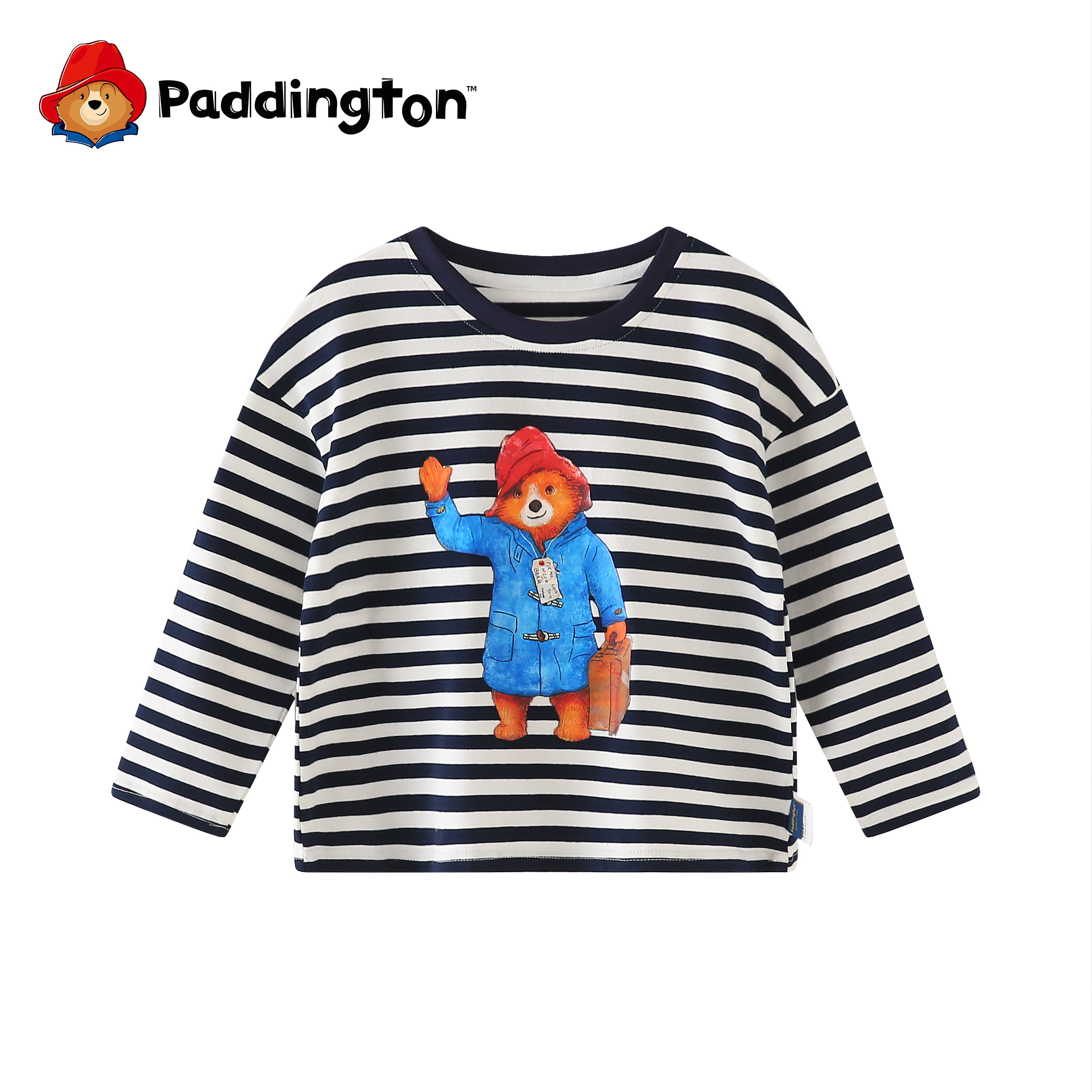 PADDINGTON/帕丁顿熊2025秋新款童装条纹长袖儿童T恤男女童打底衫