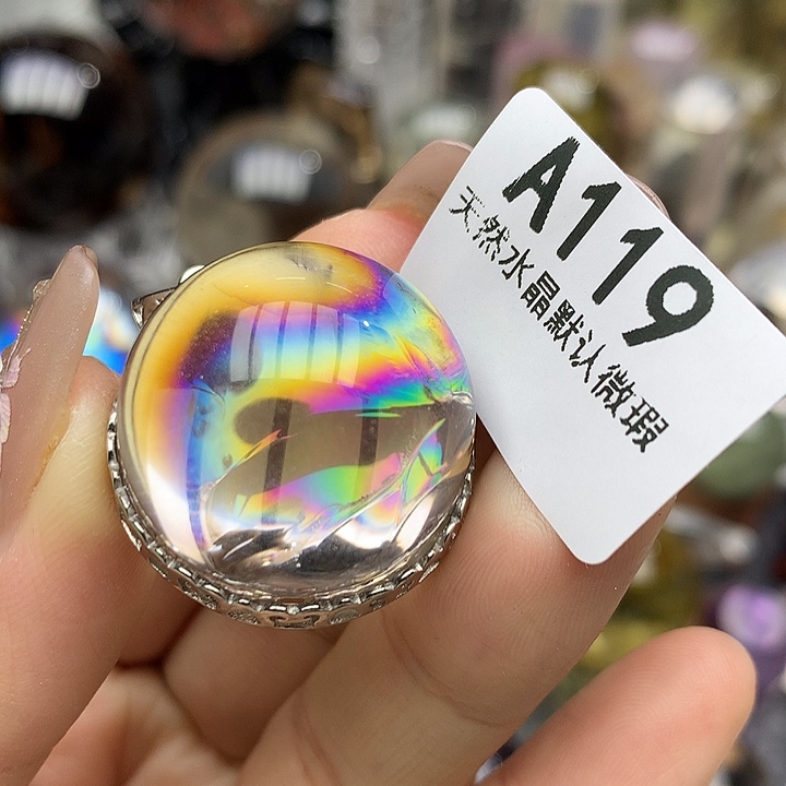 水晶吊坠银S925镶嵌水晶