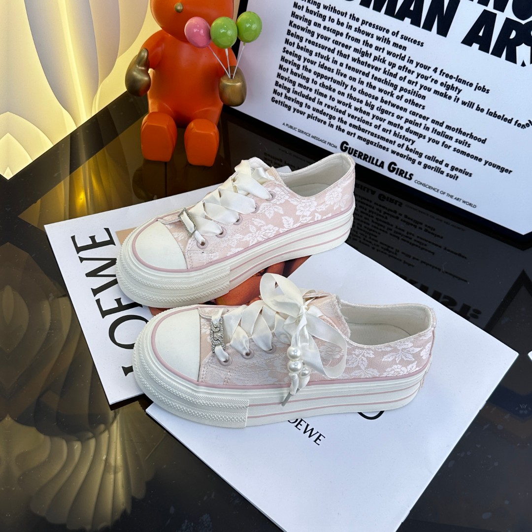 【小铭学长】增高绸缎帆布鞋女新款复古国风丝带透气093