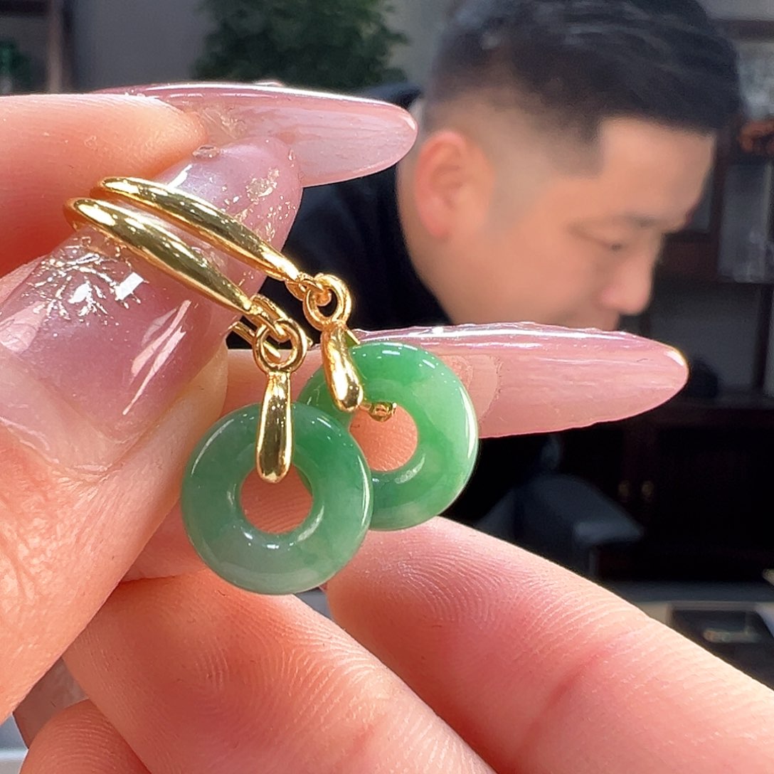 翡翠耳饰银S925镶嵌耳环17
