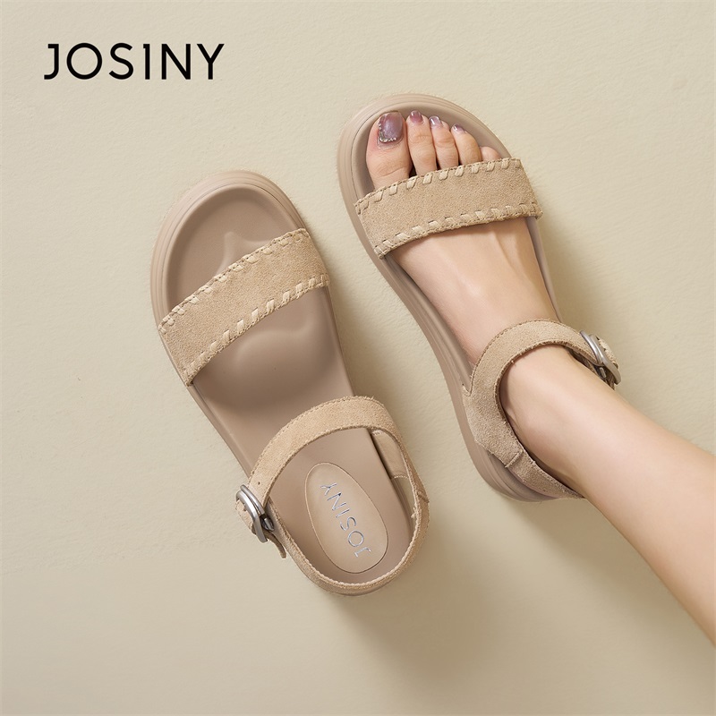 卓诗尼厚底凉鞋女2026夏新款一脚蹬外穿休闲沙滩鞋软底平底凉拖鞋商品图