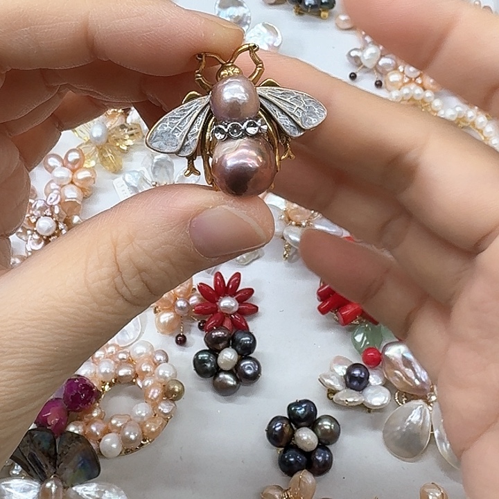 淡水珍珠发饰银S925镶嵌