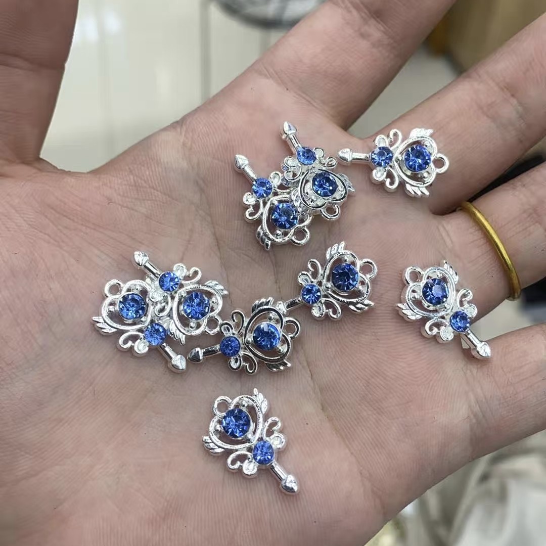 (洁雨饰品 DIY)  P286  “ 魔法仙女棒 ”  银蓝色甜酷女孩diy挂坠