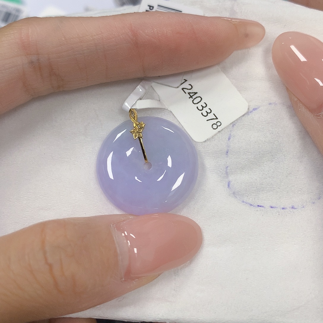 翡翠18K金镶嵌颈饰天然翡翠a货 百元以上9米证书费自理