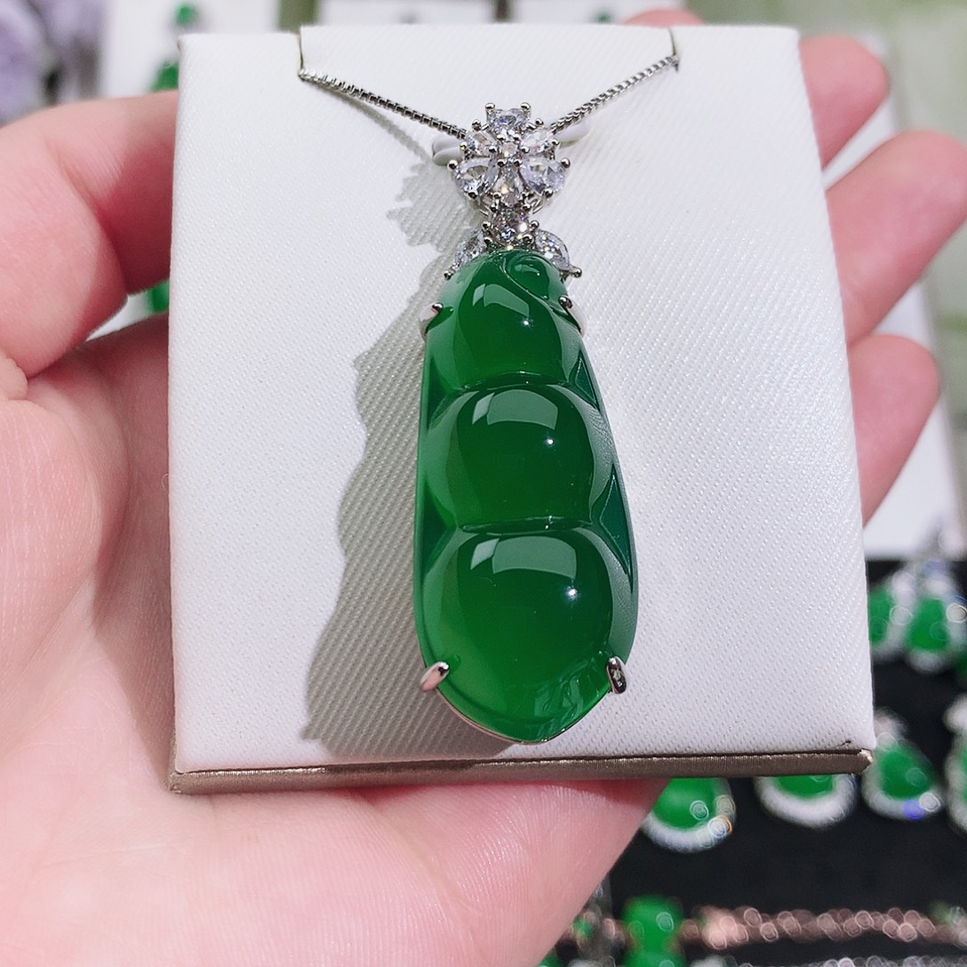 你***谁玛瑙/玉髓未镶嵌戒指纯天然珠宝玉石正品福豆项链银