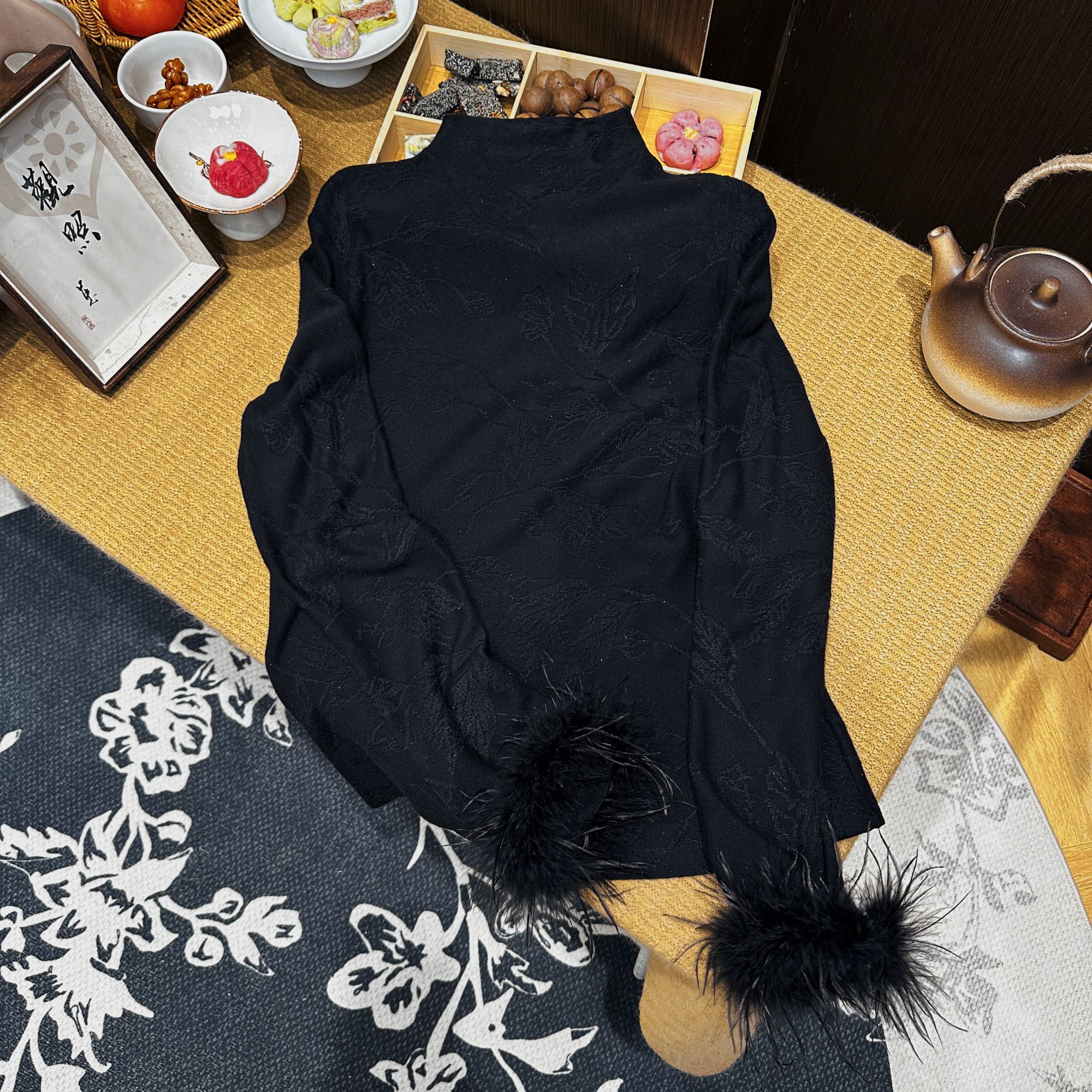 810时尚冬季网红中式气质复古加厚打底衫半高领百搭针织衫