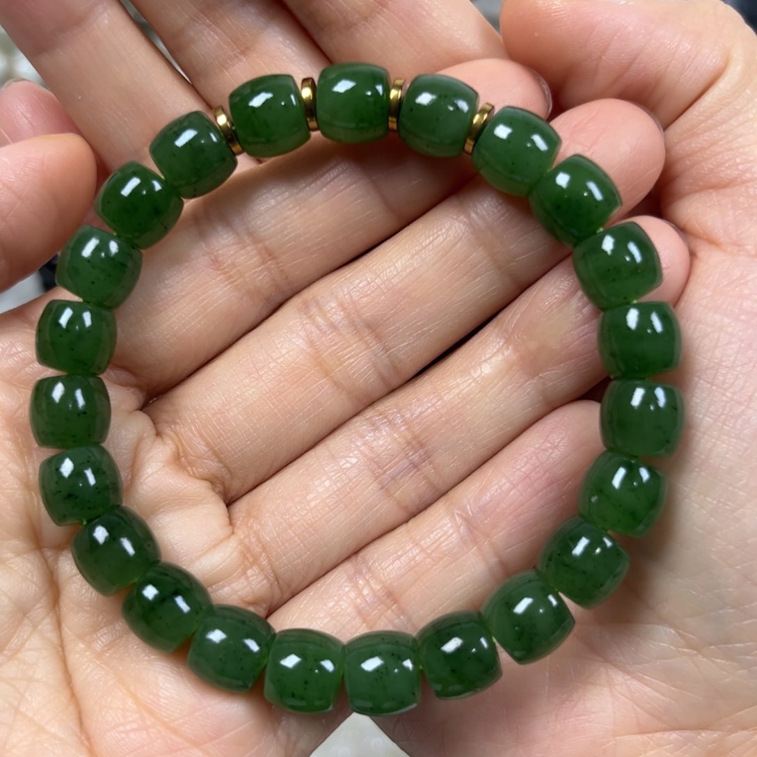 和田玉手串未镶嵌卡9直切