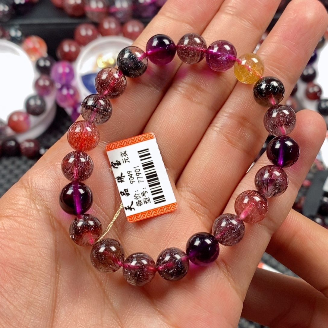 水晶手链未镶嵌漂*黑加仑超七77901