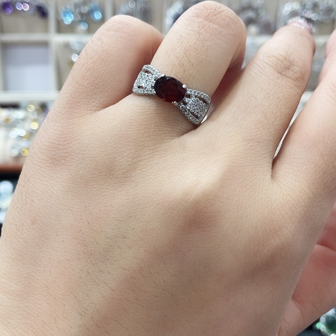 *****戒指石榴石银S925镶嵌