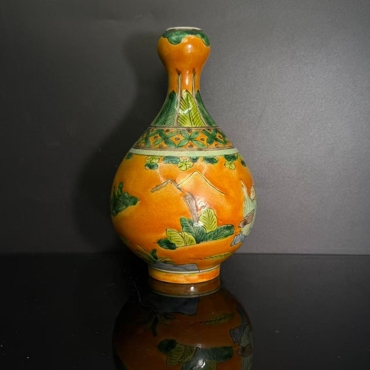 Lot61三彩瓶明代嘉靖年制款高20cm瓶口3-YC11120022001055