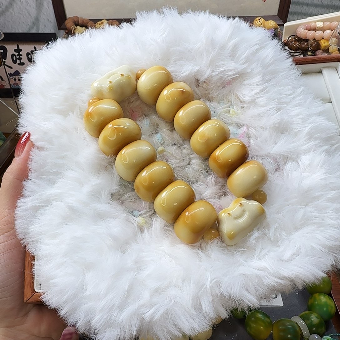 菩提根/象牙果手串24尺寸双排豆腐块