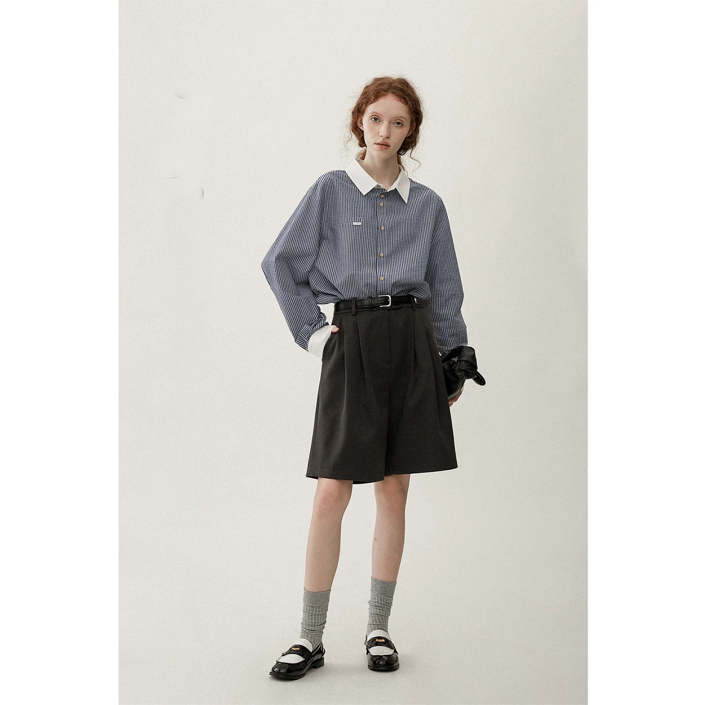 748 GZQ1条纹气质洋气衬衫上衣