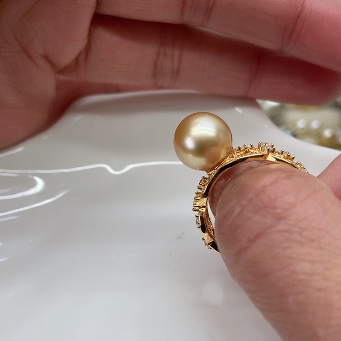 海水珍珠戒指银S925镶嵌
