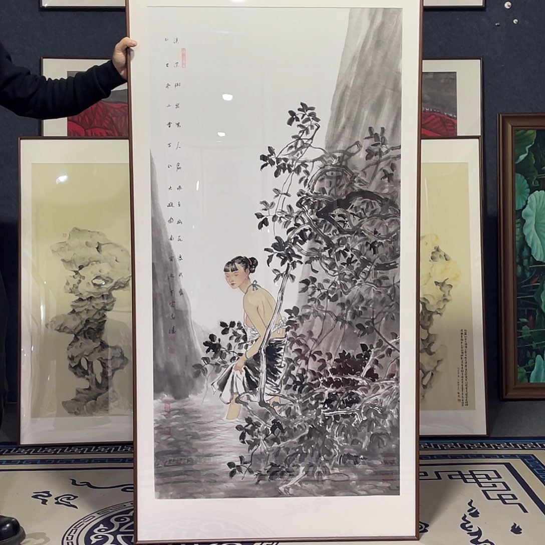 国画手绘画作品带框80/160