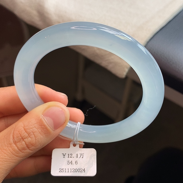 未镶嵌手镯翡翠54.6天空蓝圆条