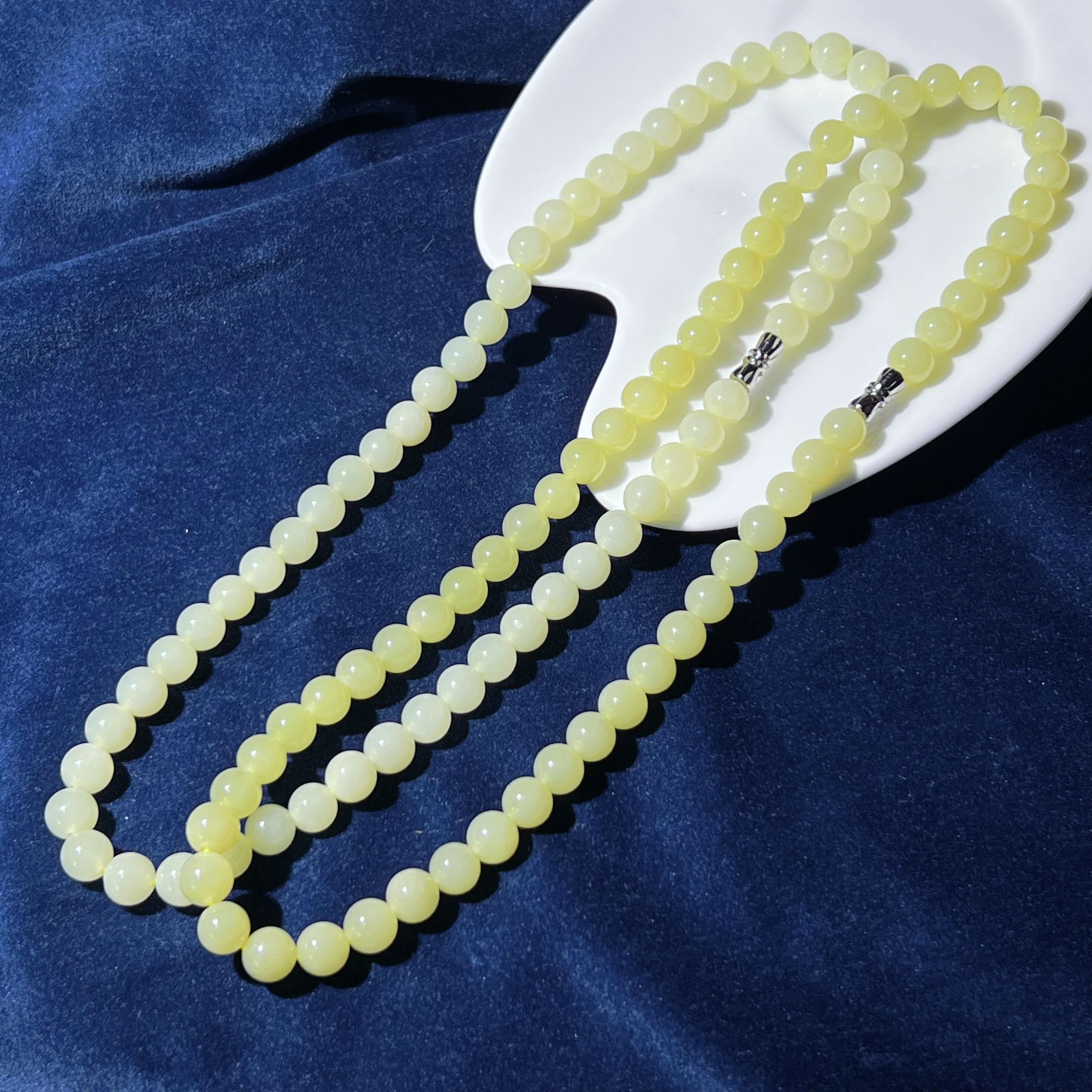 【黍谷初阳】天然和田玉项链-多样性发一珠径8mm-HTY087-长度45cm